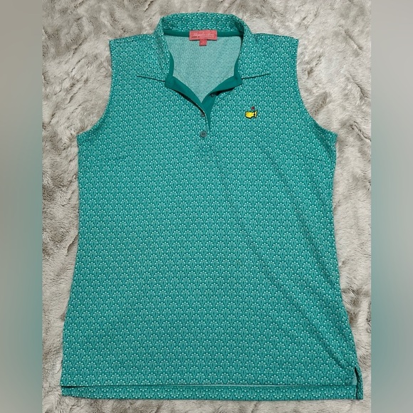 Magnolia Tops - Magnolia Lane Collection Green Teal Sleeveless Masters Golf Polo Shirt